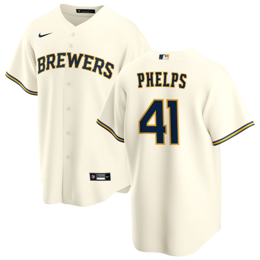 Nike Men #41 David Phelps Milwaukee Brewers Baseball Jerseys Sale-Cream - Click Image to Close
